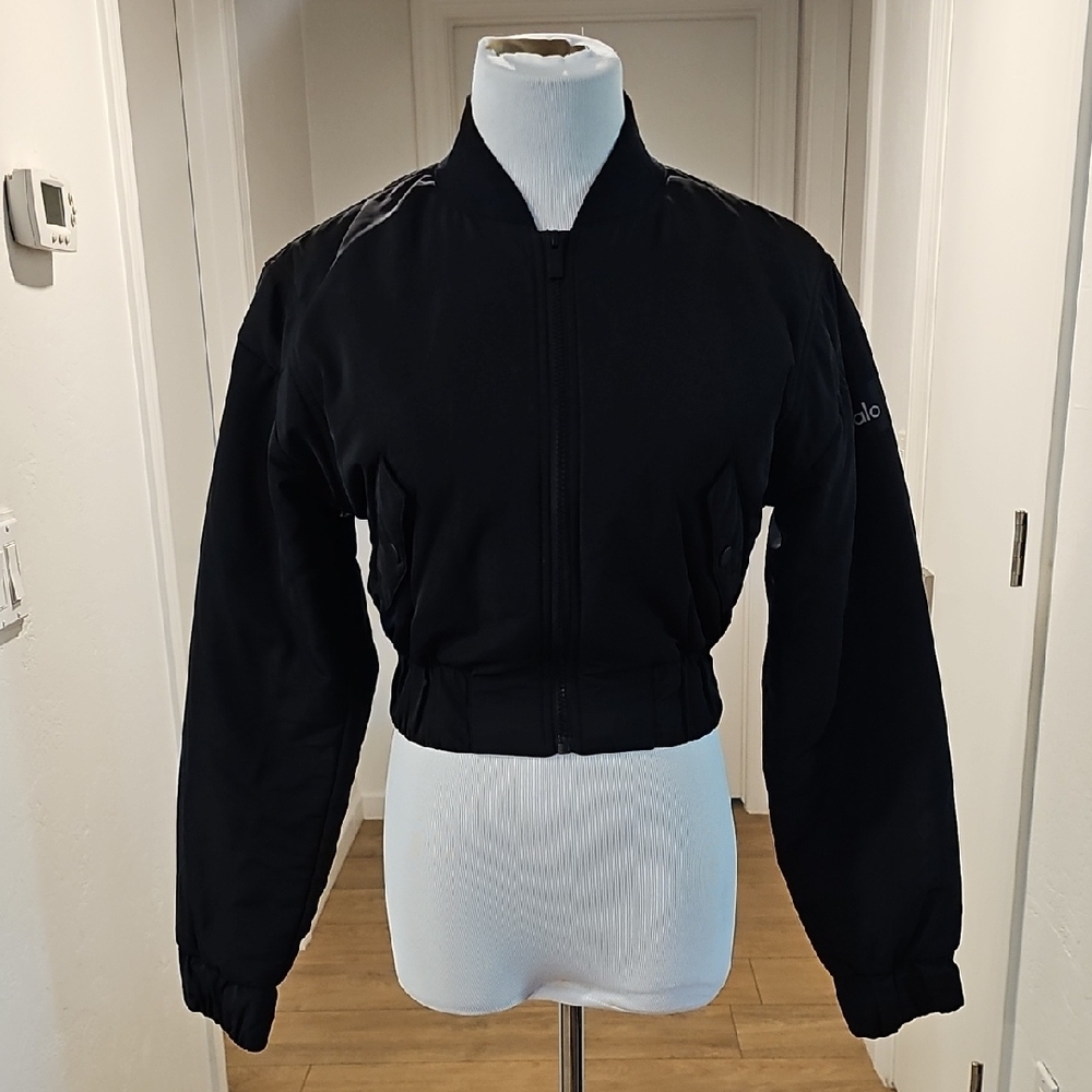 Alo Yoga Elegant Black Bomber Jacket Size XS